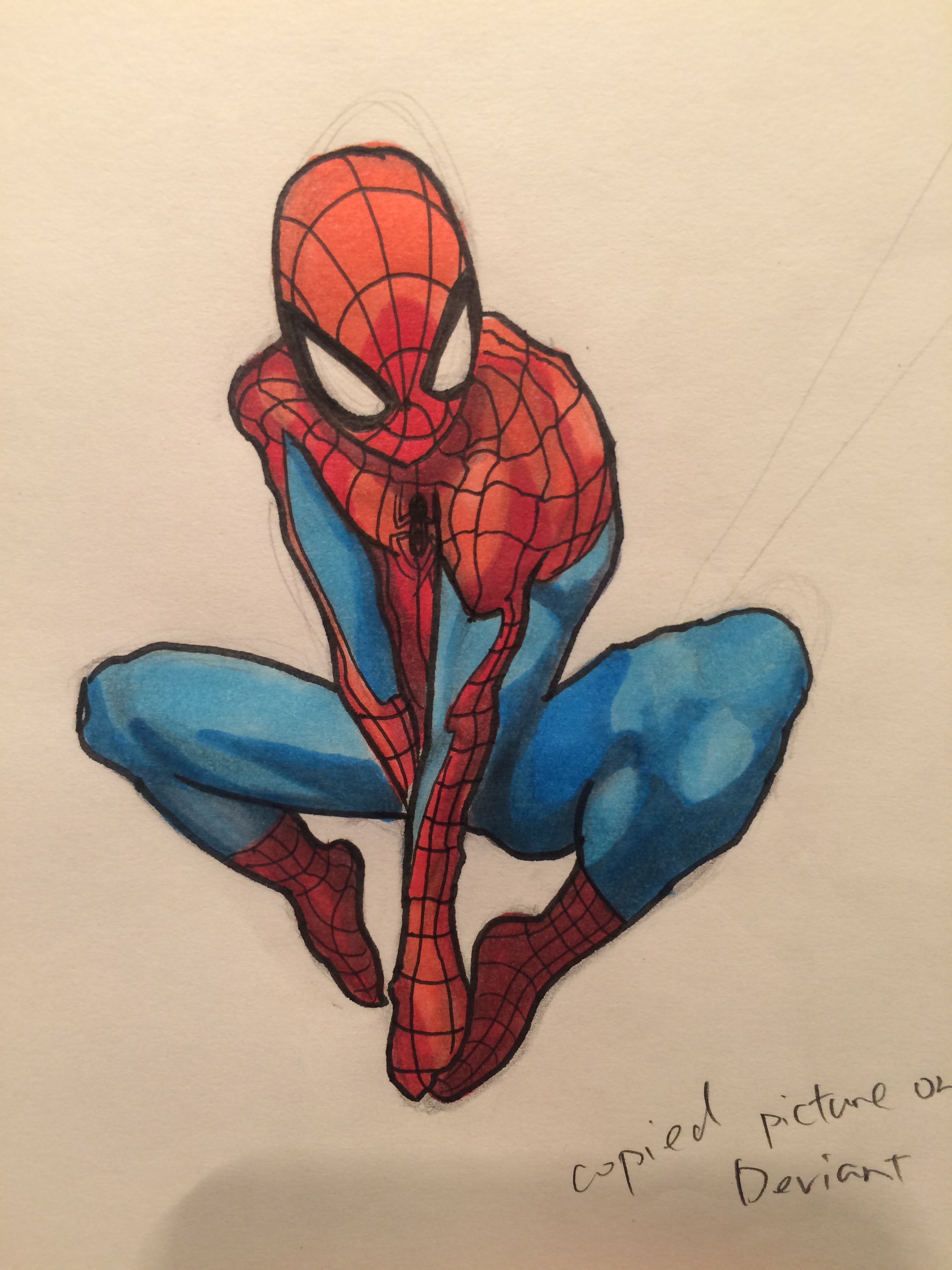 Spiderman-crouching-drawing-fanart